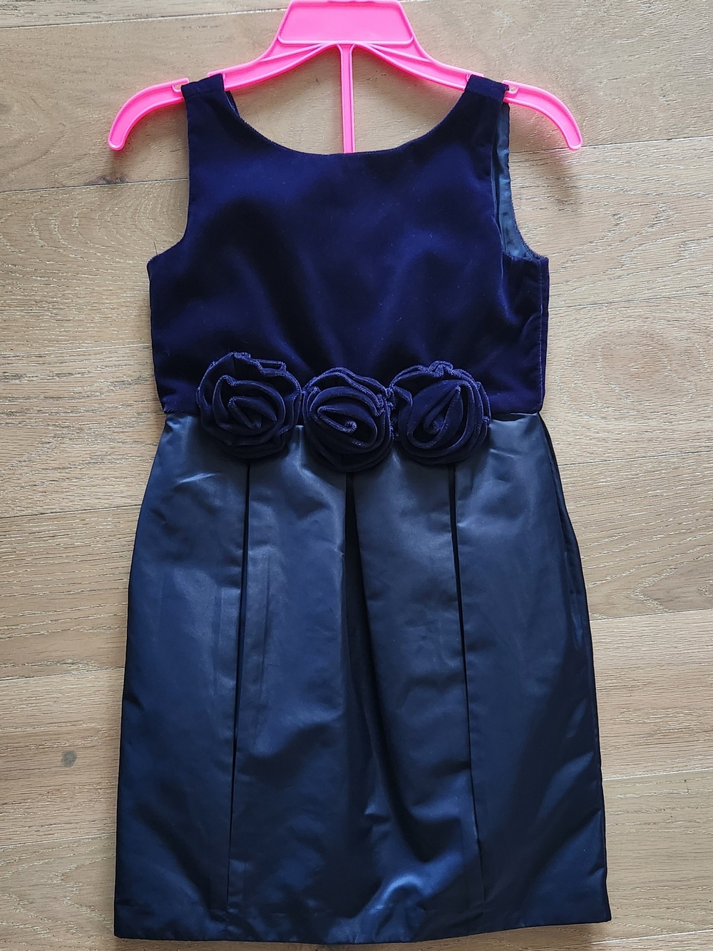 Janie & Jack Girls’ Navy Velvet & Satin Holiday Dress | Size 7 | Like New